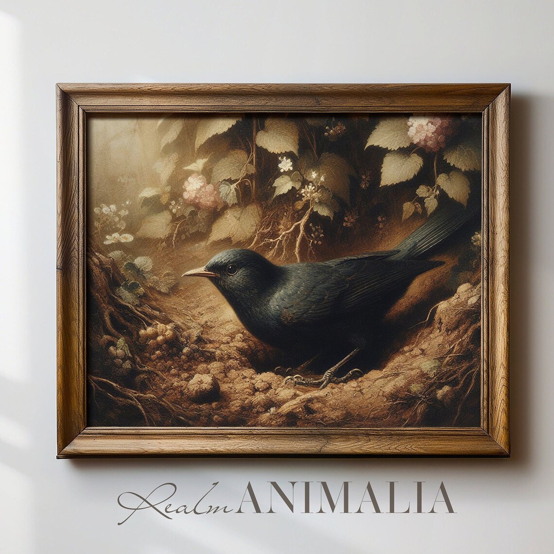 Vintage Blackbird Art Print, Moody Spring Wildlife - Image 3