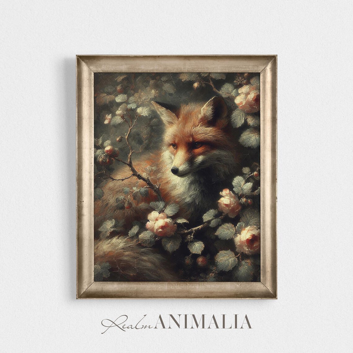 Fox Painting Vintage Art Floral Botanical Fox Fine Art Print Moody Romantic Red Fox Wall Decor Fox Fx012 - Image 2