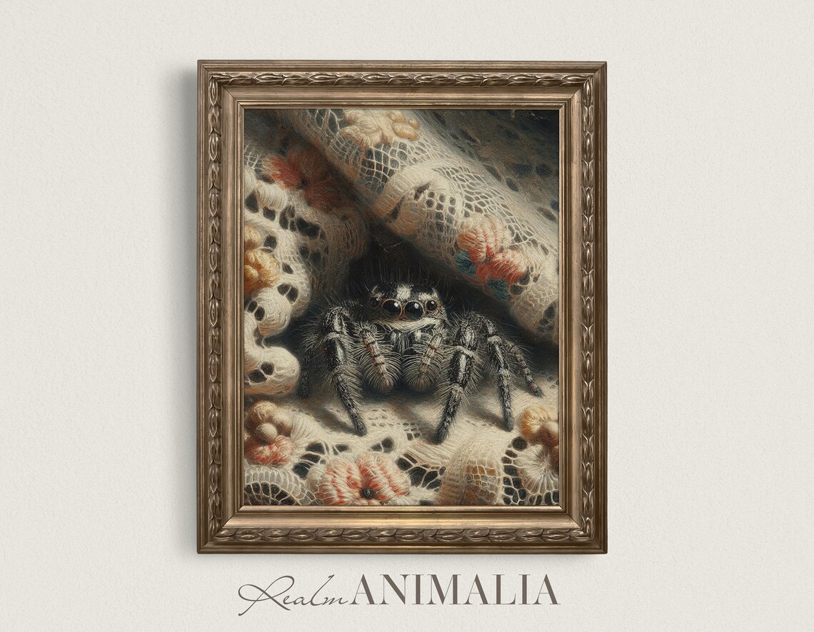 Vintage Jumping Spider Portrait Art Print