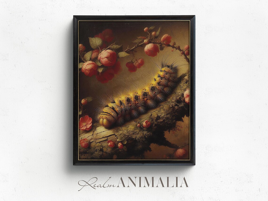 Caterpillar Art Print, Moody Floral Botanical - Image 2