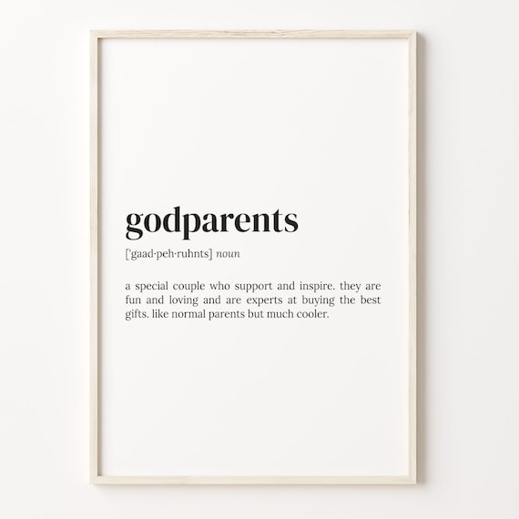Godparents Definition Print, Dictionary Quote Poster