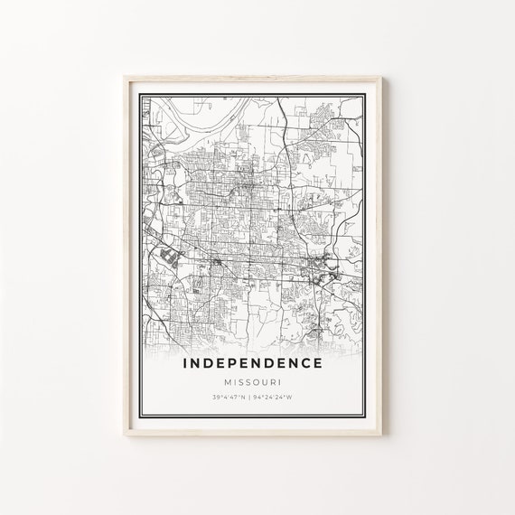 Independence City Map Art Print, Missouri Travel Map