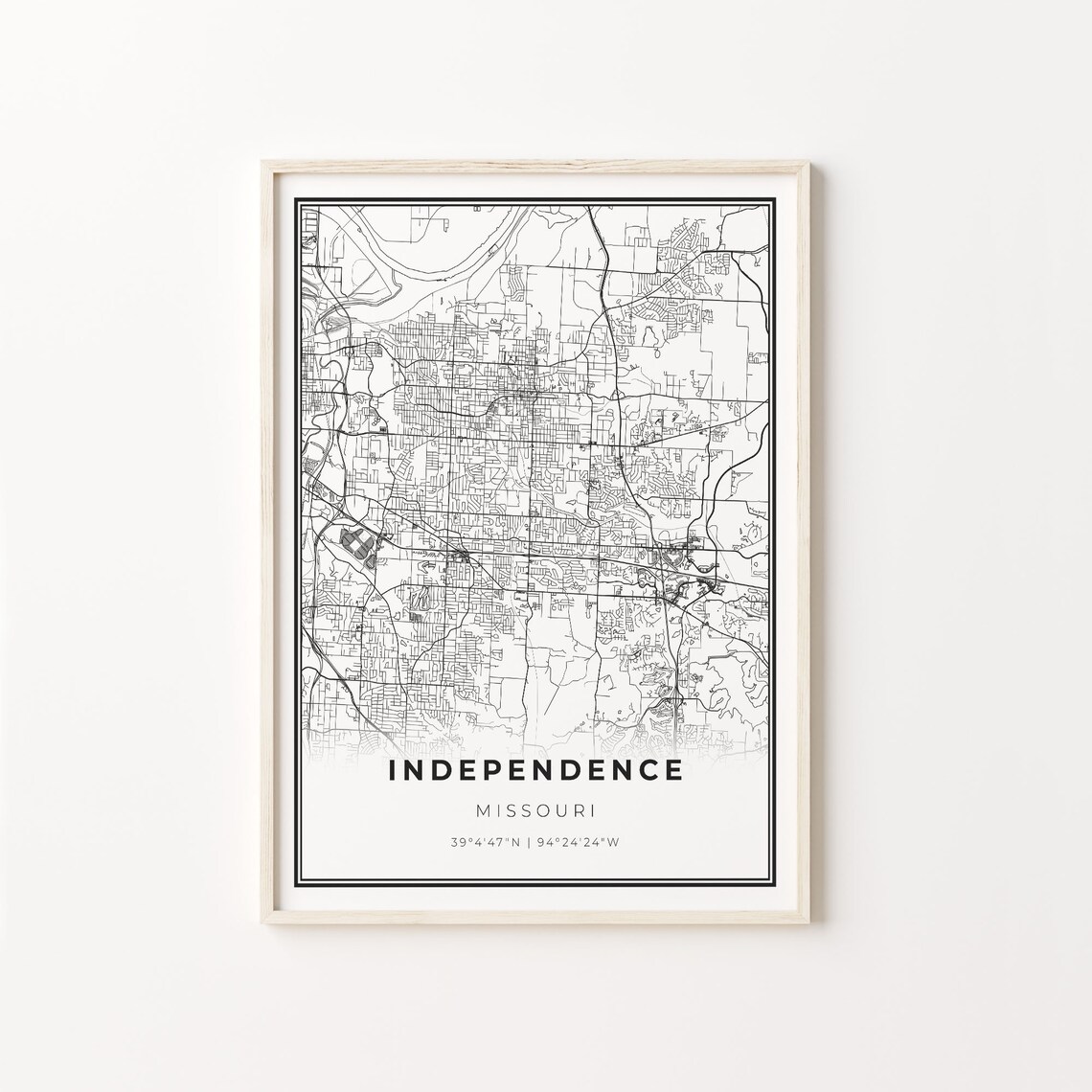 Independence City Map Art Print, Missouri Travel Map