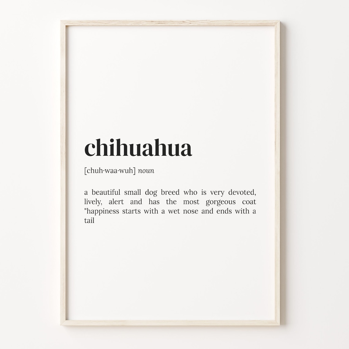 Chihuahua Definition Poster Dog Mom Gift Minimalist Dictionary Art
