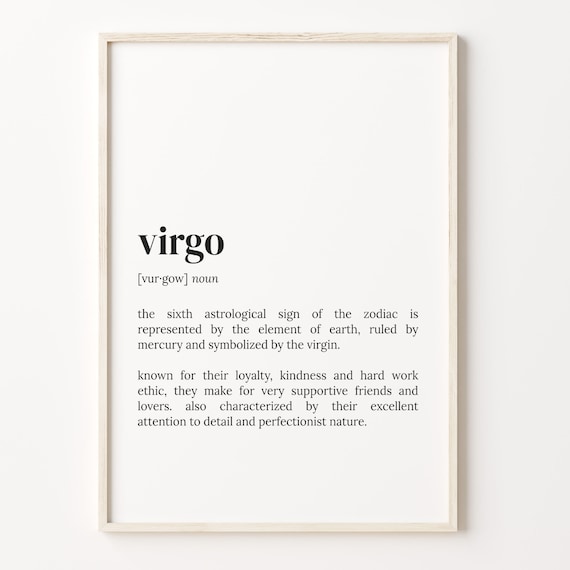Virgo Definition Dictionary Poster, Zodiac Sign Print