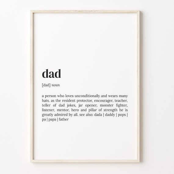 Dad Definition Dictionary Quote Poster, Funny Gift