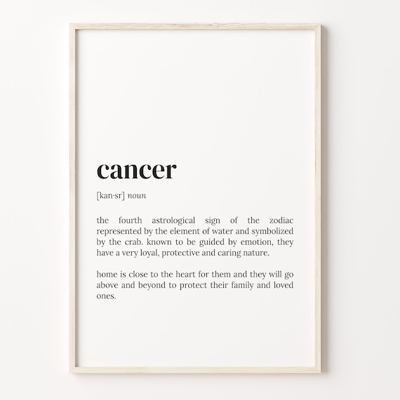 Cancer Definition Dictionary Poster, Zodiac Sign Art Print