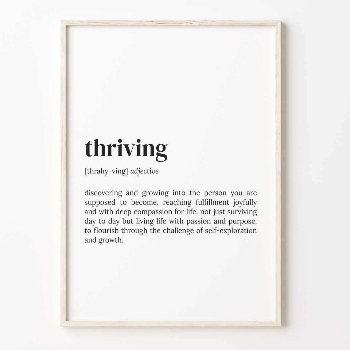 Thriving Definition Print Dictionary Poster Quote Wall Art Inspirational Quotes Motivational Quote Gift For Student C17 561