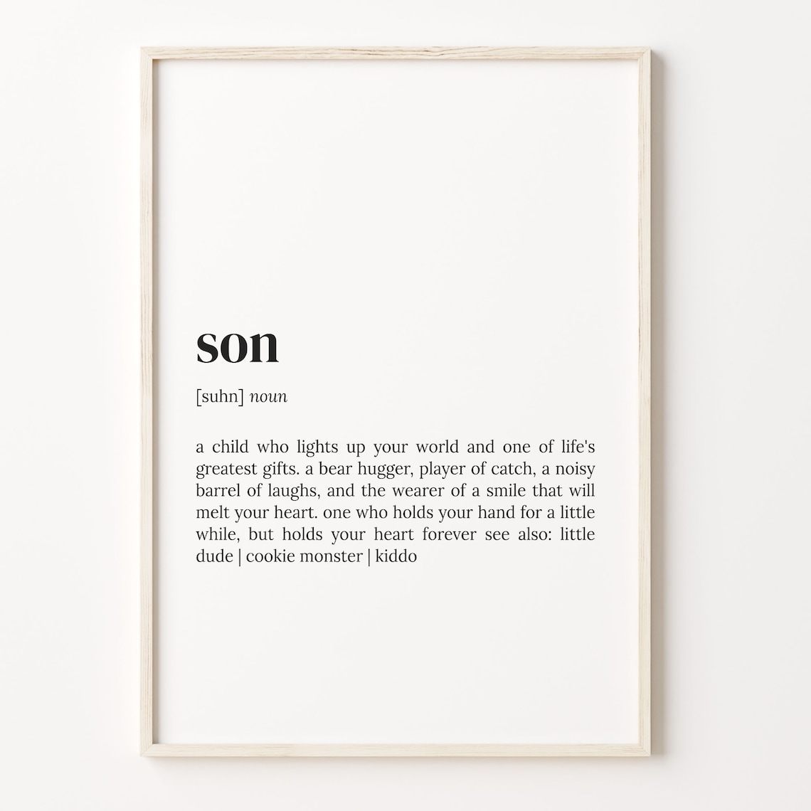 Son Heartfelt Definition Dictionary Style Warm Family Quote Poster
