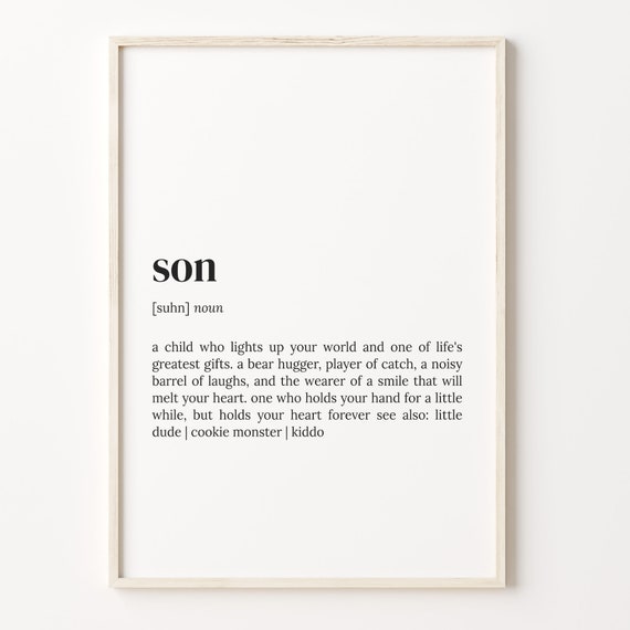 Son Definition Print Dictionary Poster Quote Wall Art Son Cute Quote Son Definition Art Gift For Son Christmas Gift Idea C17 637