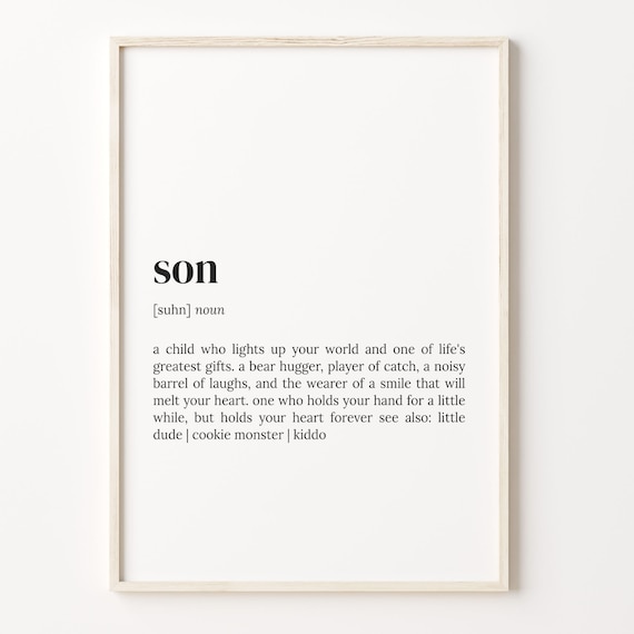 Son Heartfelt Definition Dictionary Style Warm Family Quote Poster