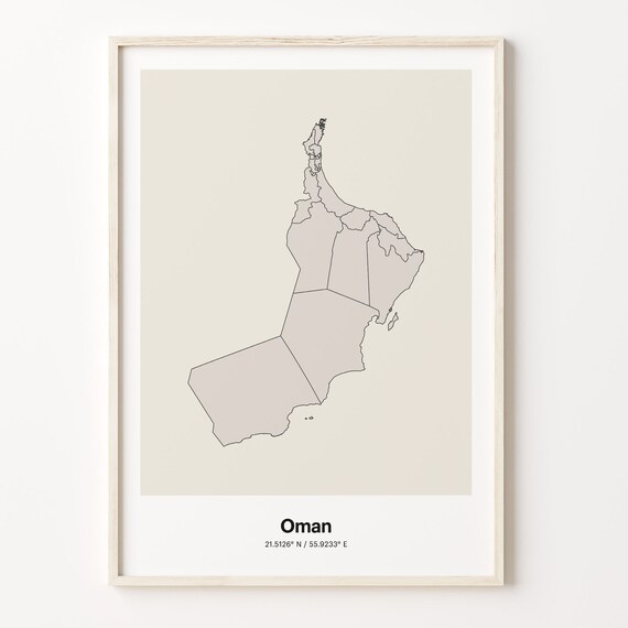 Oman Minimalist Line Art Country Map Neutral Wall Decor Poster