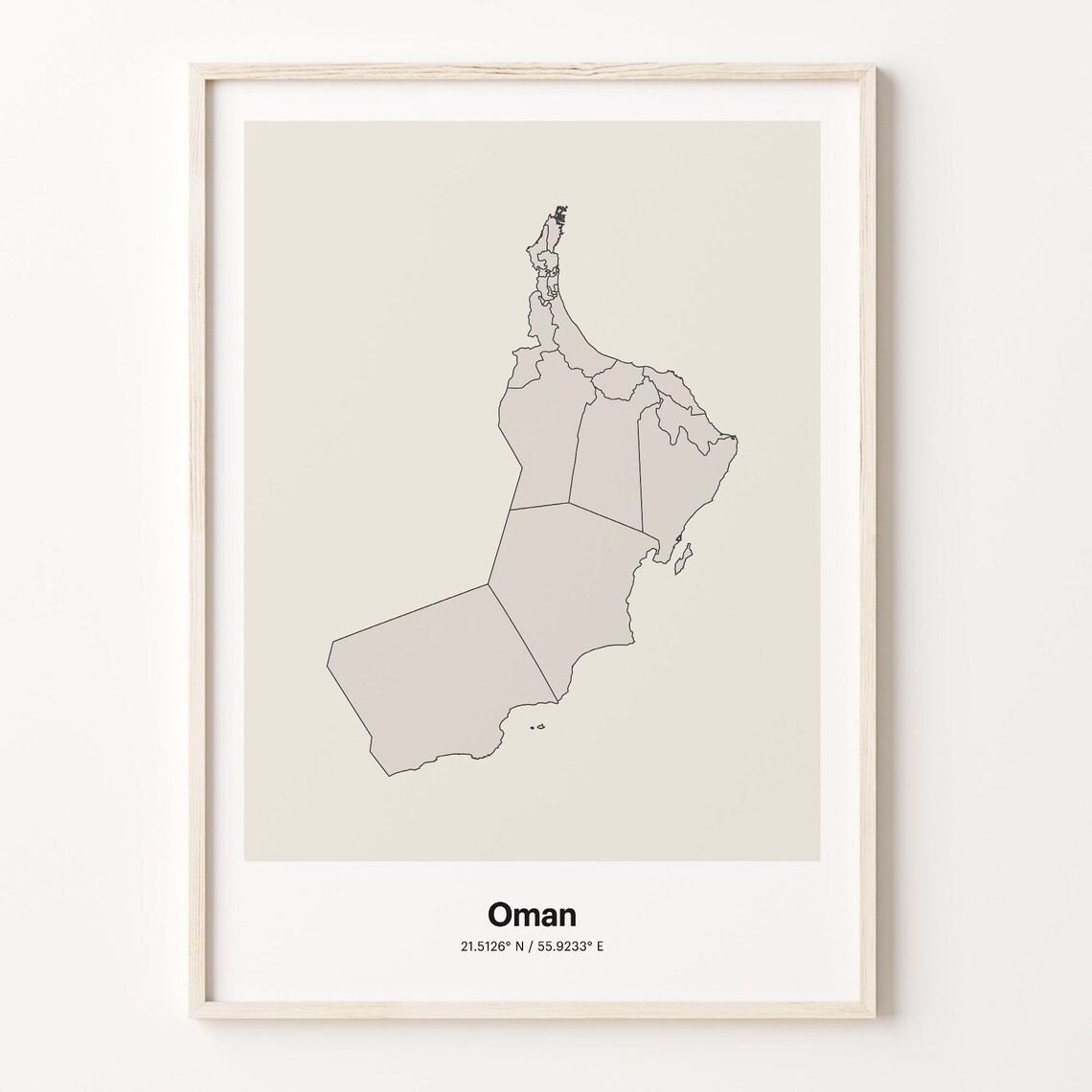 Oman Minimalist Line Art Country Map Neutral Wall Decor Poster