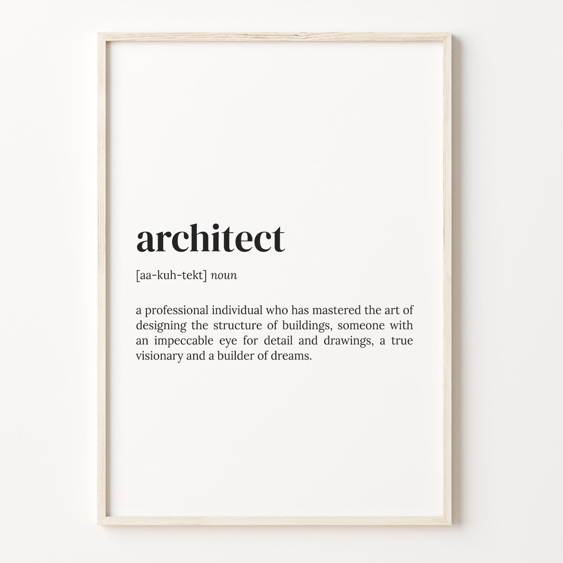 Architect Definition Dictionary Quote Wall Art Print