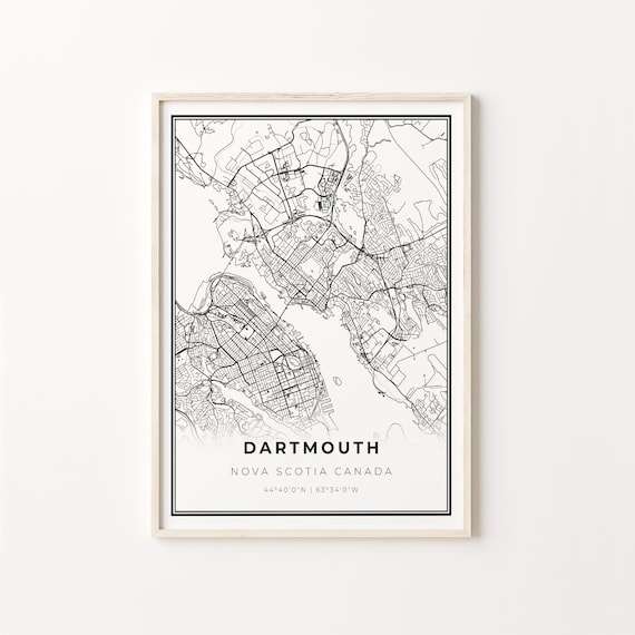 Dartmouth Nova Scotia Minimalist Black White City Street Map Art Poster