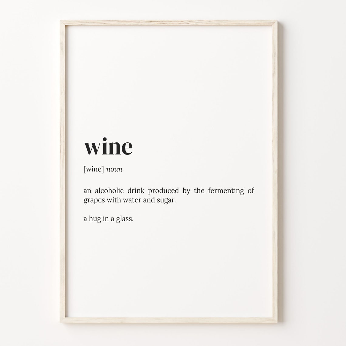 Wine Dictionary Definition Hug In A Glass Kitchen Bar Poster