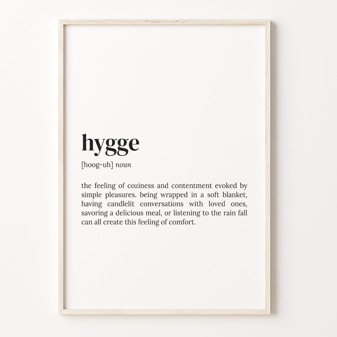 Hygge Definition Cozy Comfort Minimalist Dictionary Art Poster