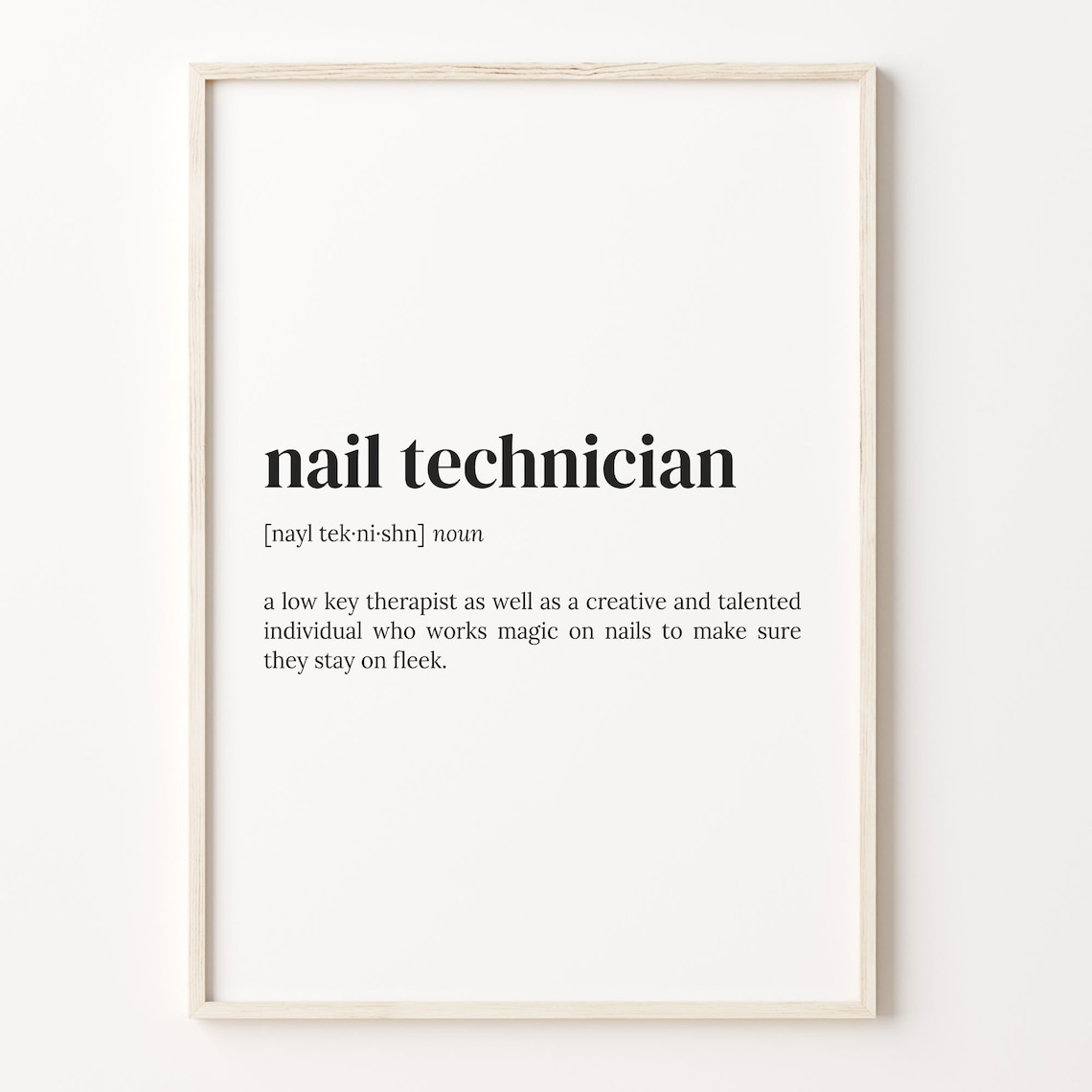 Nail Technician Definition Quote Poster, Typography Art