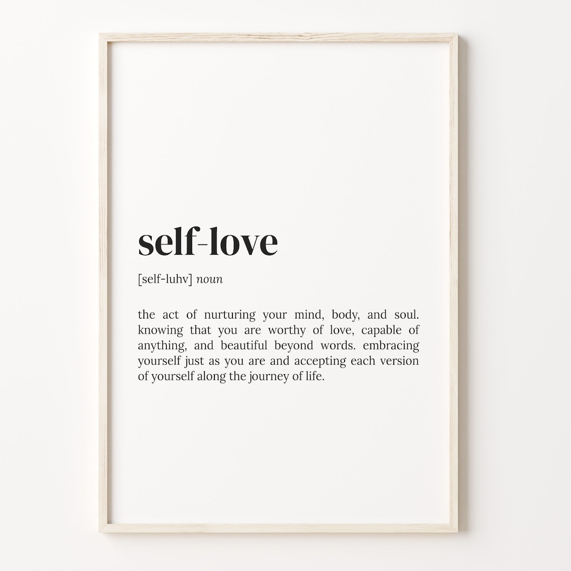 Self Love Definition Quote Poster, Motivational Wall Art