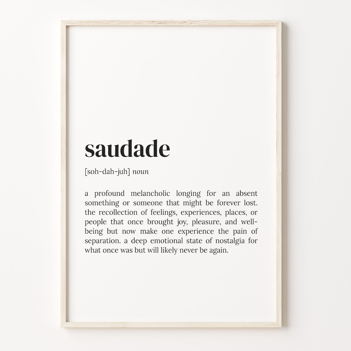 Saudade Dictionary Definition Portuguese Word Quote Minimalist Poster