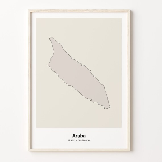 Aruba Minimalist Island Outline Map Line Art Gift Decor Poster