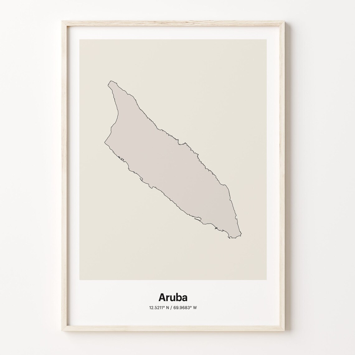Aruba Minimalist Island Outline Map Line Art Gift Decor Poster