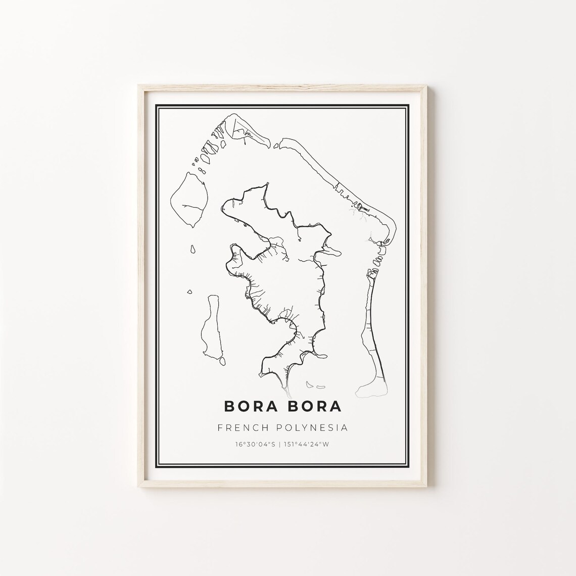 Bora City Map Poster, French Polynesia Travel Poster