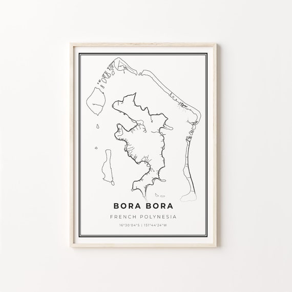 Bora City Map Poster, French Polynesia Travel Poster