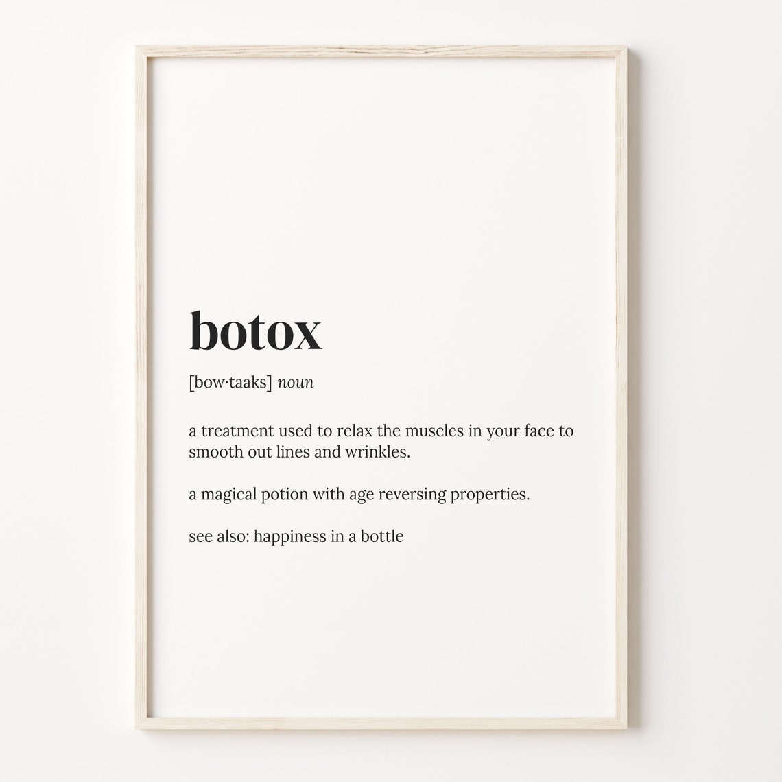 Botox Definition Print Dictionary Poster Quote Wall Art Aging Funny Gift Botox Lover Botox Funny Gift Gift For Her C17 52