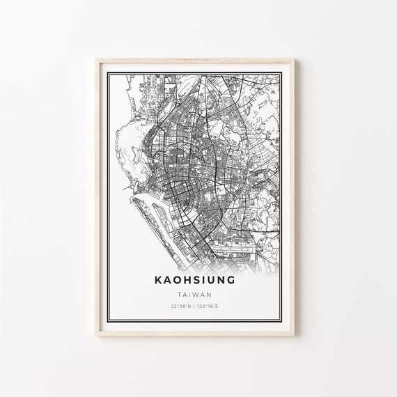 Kaohsiung Taiwan City Map Minimalist Line Art Travel Wall Poster