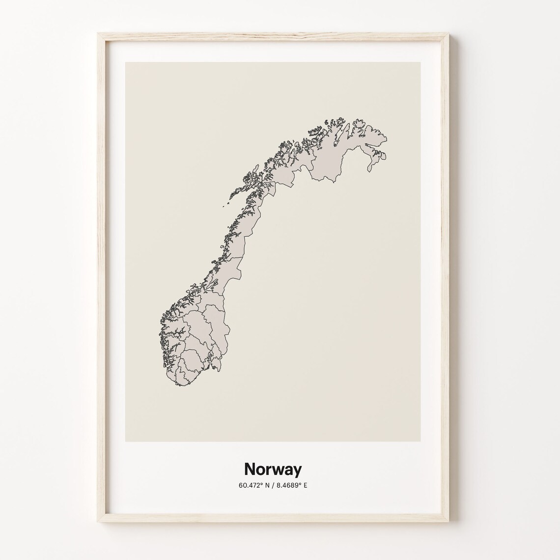 Norway Minimalist Country Map Line Art Travel Coordinates Gift Poster