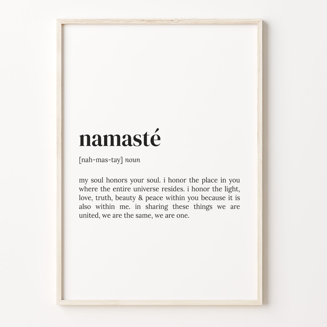 Namaste Definition Dictionary Quote Art Print