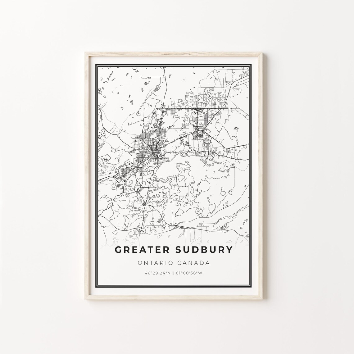 Greater Sudbury Ontario Canada Minimalist City Map Art Poster