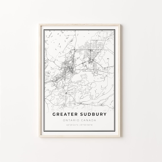 Greater Sudbury Ontario Canada Minimalist City Map Art Poster