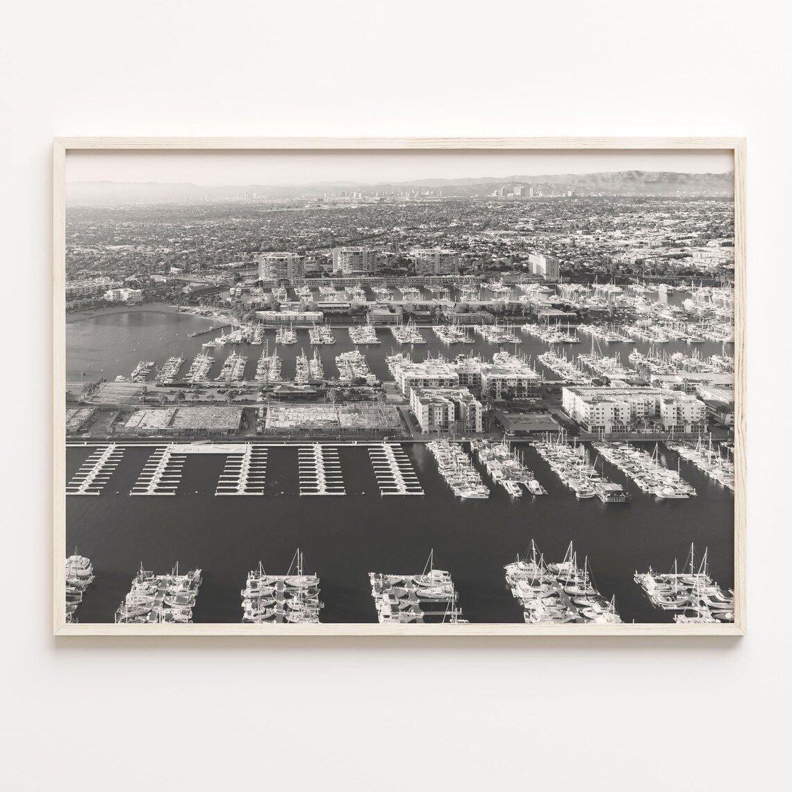 Black And White Aerial View Of A Marina Full Of Boats Photo Poster