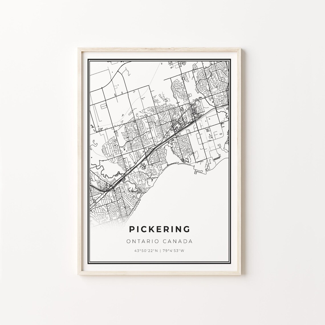 Pickering Ontario Canada Black And White City Map Street Art Poster