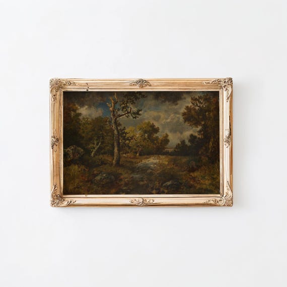 Moody Autumnal Landscape Art Print Vintage Landscape Painting Wall Art Countryside Scenery Painting A 63