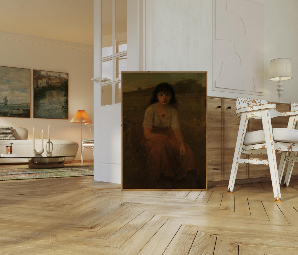 Vintage Moody Rural Portrait Art Print Vintage Painting Wall Art Oil Painting Print Portrait Art A 52 - Image 2