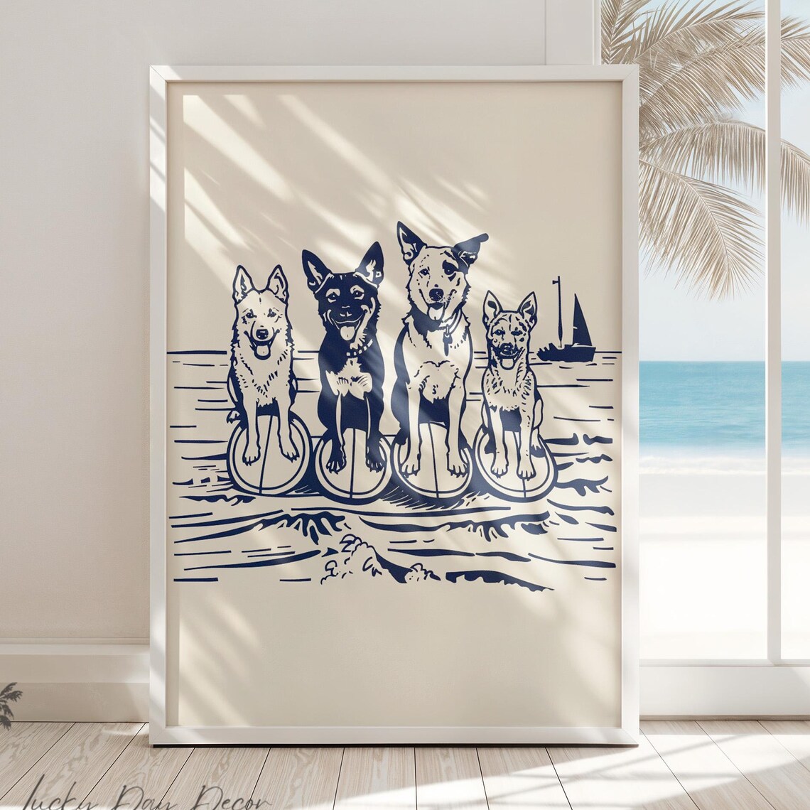 Fun Surfing Day Dog Days At The Beach Art Print