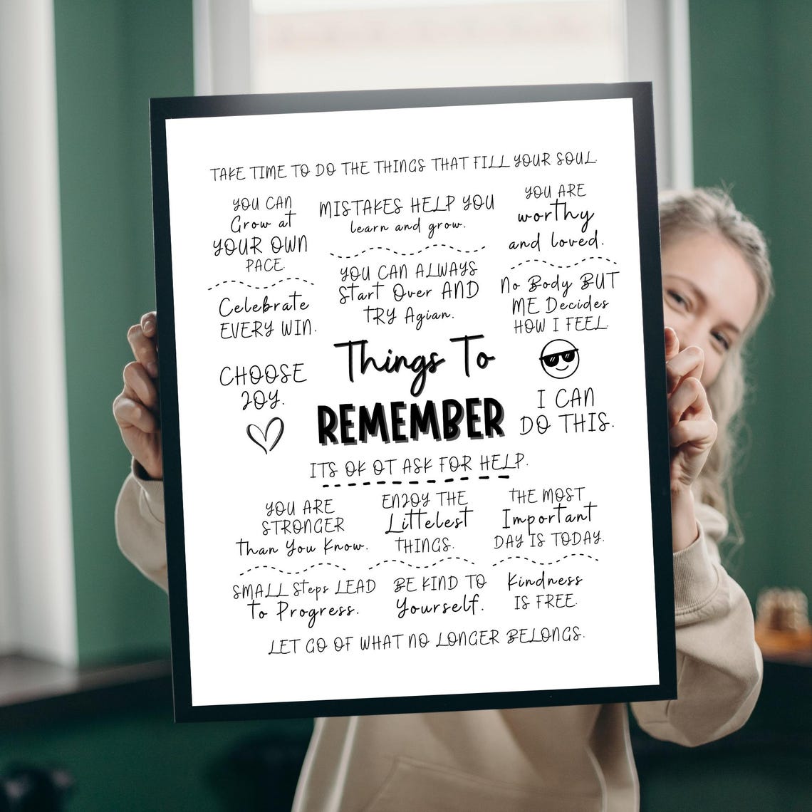 Things To Remember Handwritten Daily Affirmations Encouragement Poster
