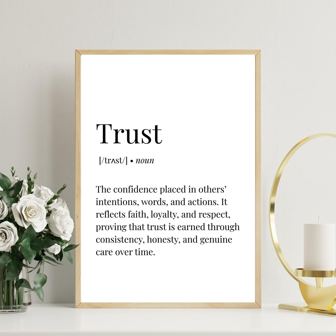 Trust Definition Typography Print Motivational Office Decor