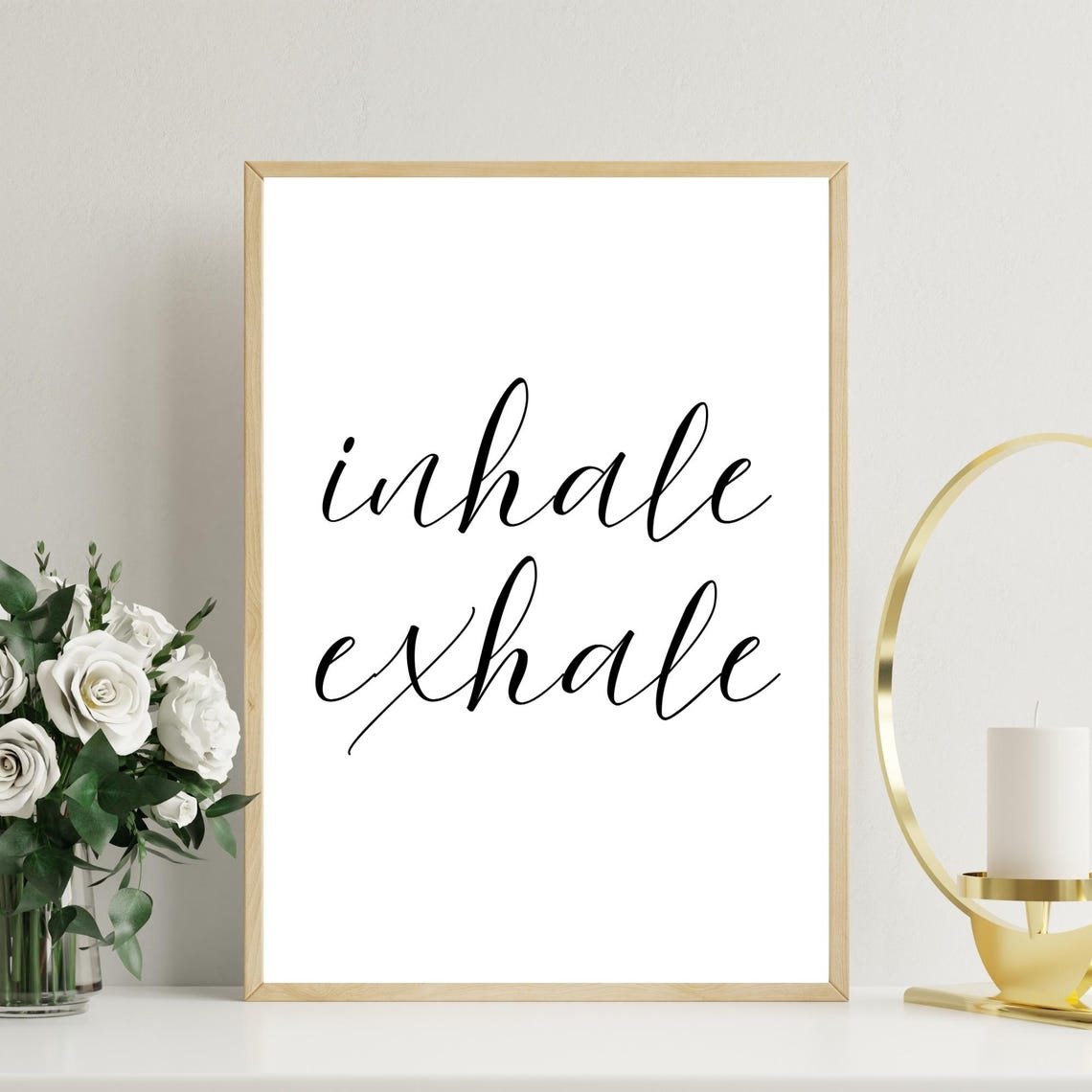 Inhale Exhale Print Boho Meditation Yoga Wall Art