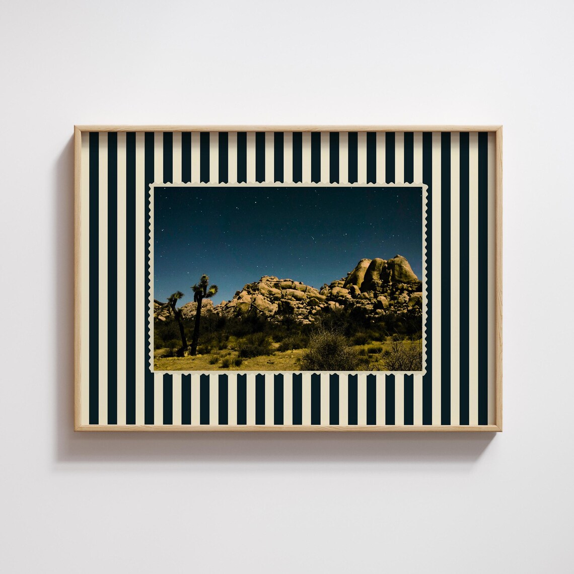 Retro Striped Maximalist Desert Night Sky Joshua Tree Photo Poster