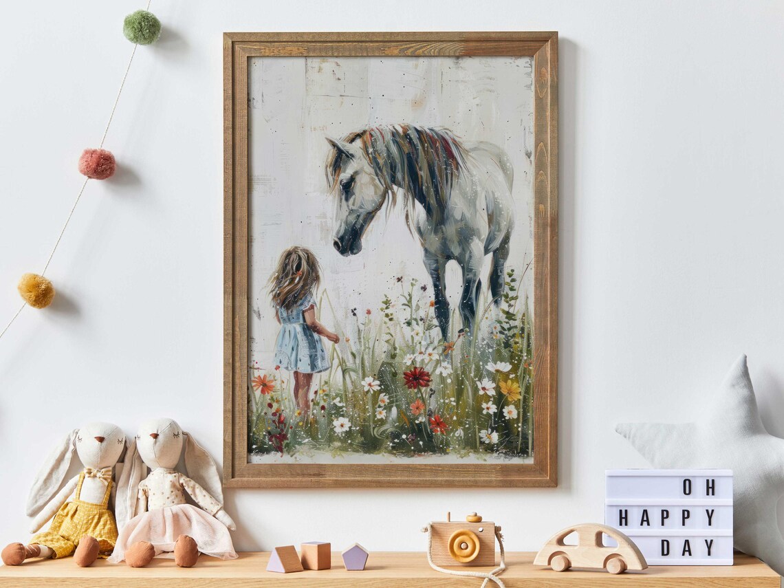 Horse Nursery Art Print, Rustic Equestrian Decor