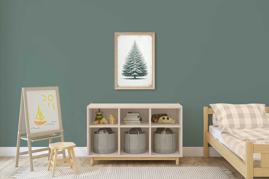 Snow Dusted Fir Tree On White Minimalist Winter Nature Poster Art - Image 3