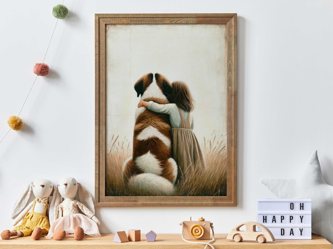Saint Bernard Nursery Decor Dog Art Print