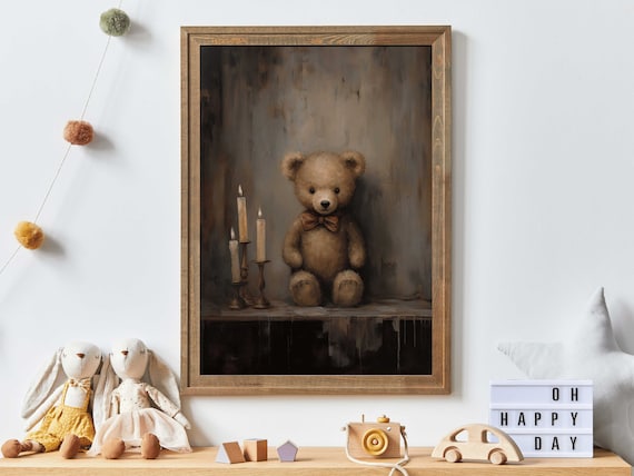 Teddy Bear Wall Art Rustic Nursery Decor Gender Neutral Nursery Decor Baby Room Decor Cute Kids Room Art Nursery Wall Art