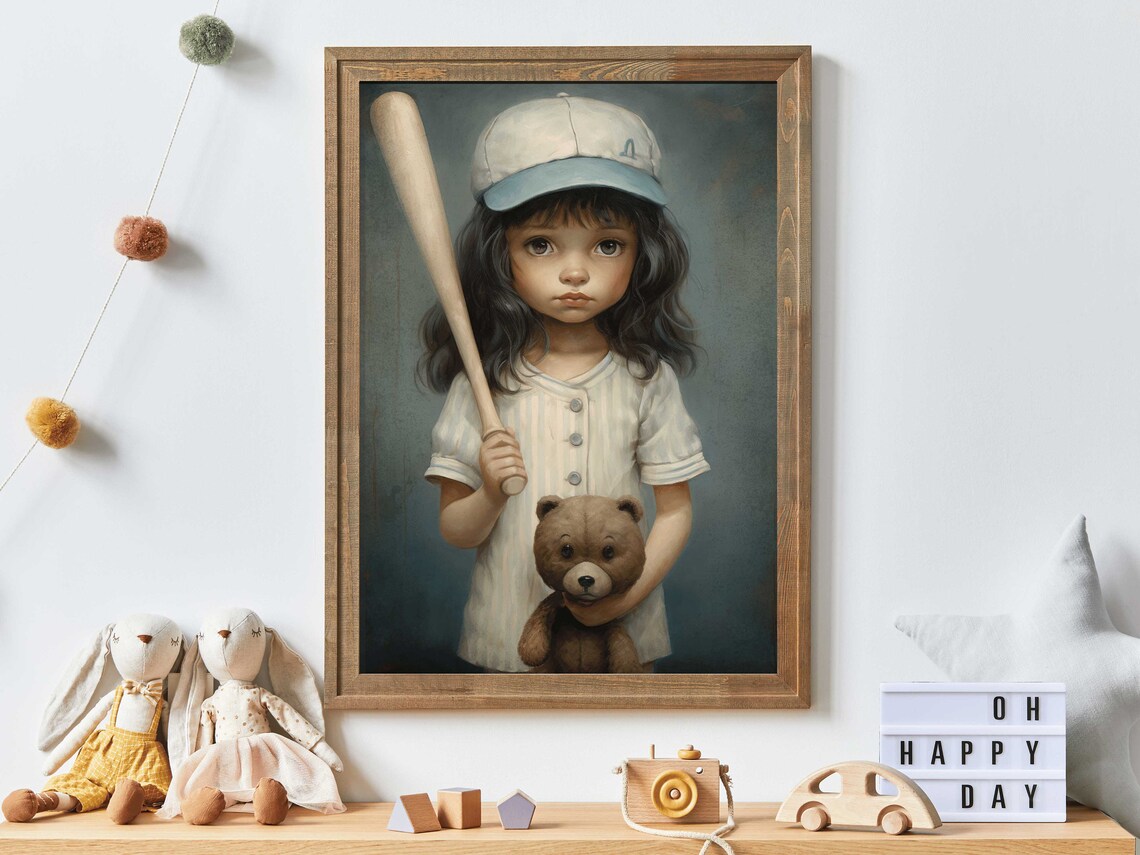 Vintage Sports Baseball Nursery Art Print
