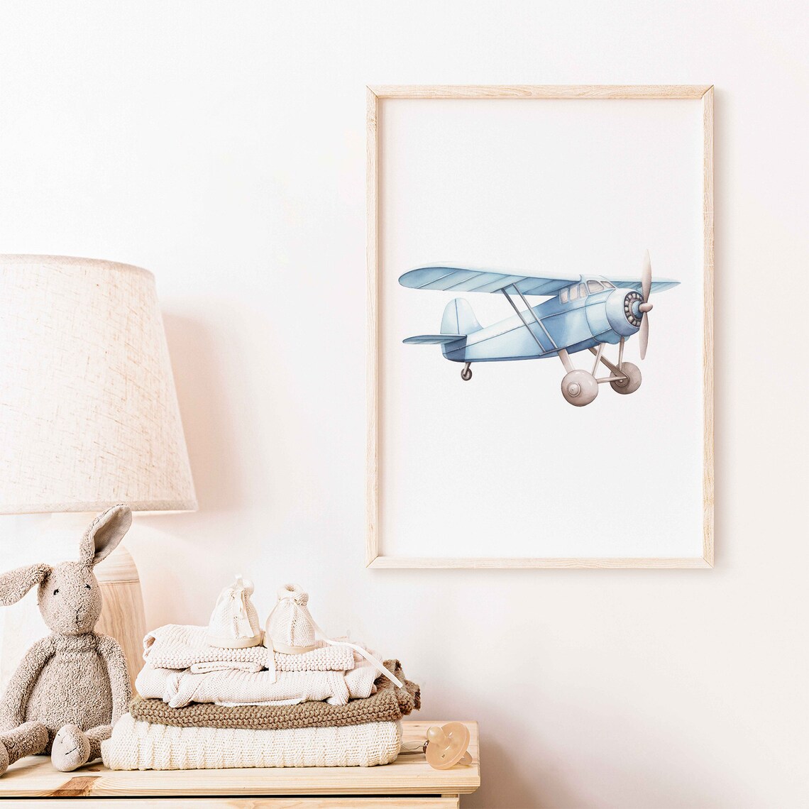 Blue Airplane Nursery Decor, Vintage Airplane Art Print - Image 2