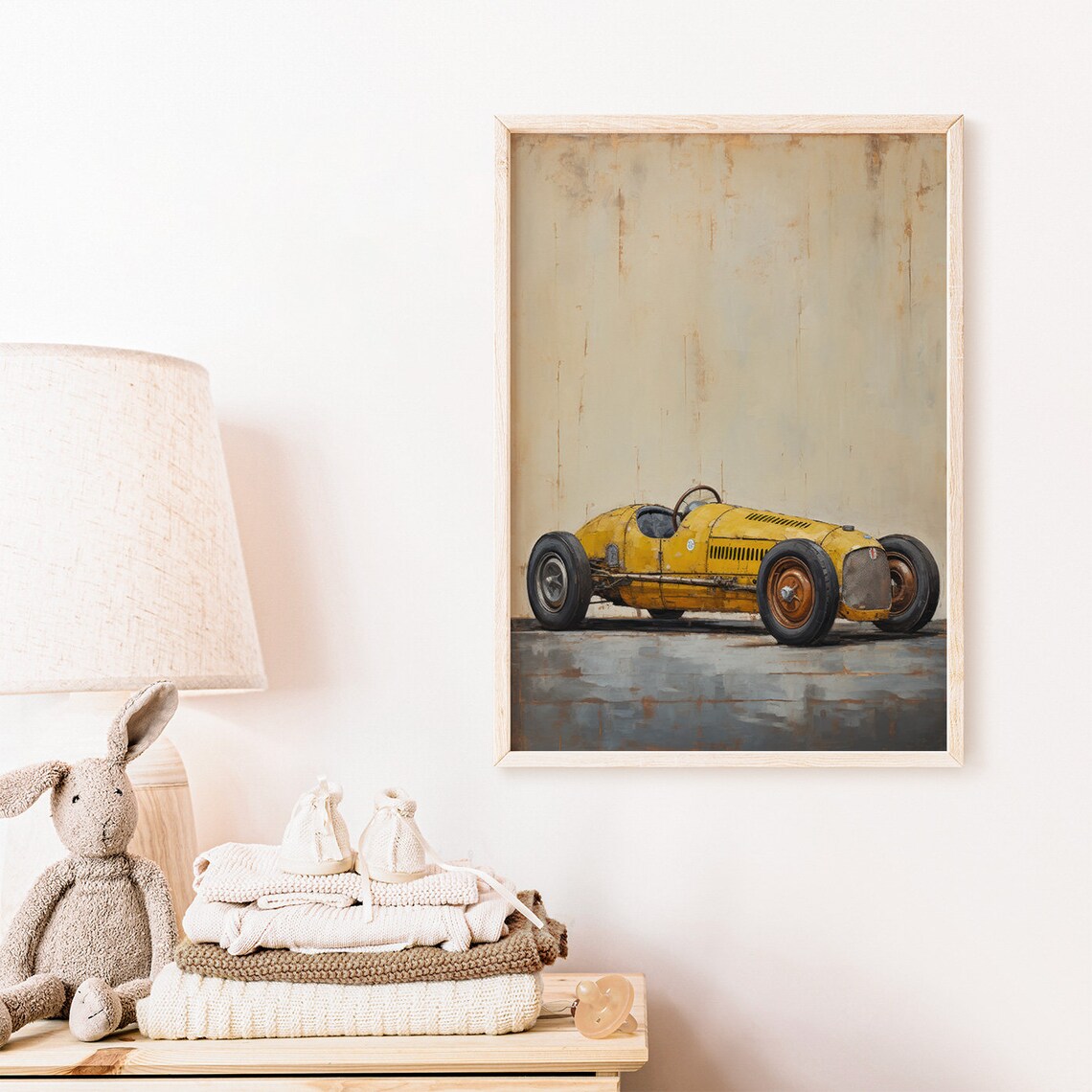 Vintage Racing Car Art, Distressed Wall Decor - Image 2